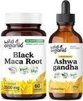 Wild &amp Organic Black Maca Root 60 Capsules &amp Ashwagandha Tincture 4 fl oz