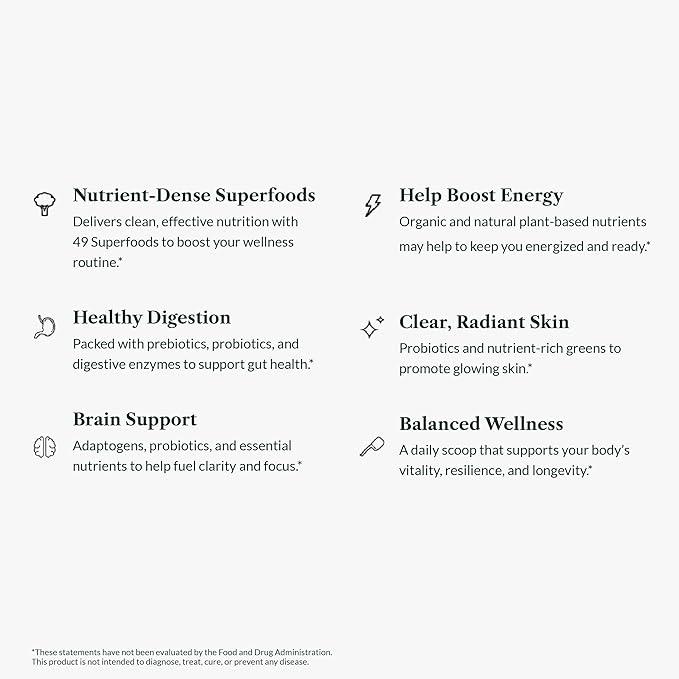 Greens First Original Greens Powder - 49 Superfoods - Organic Fruits &amp Veggies - Prebiotics Probiotics &amp Digestive Enzymes - Antioxidant Smoothie - Dairy Free/Vegan/Non-GMO (Peach Mango 30 S