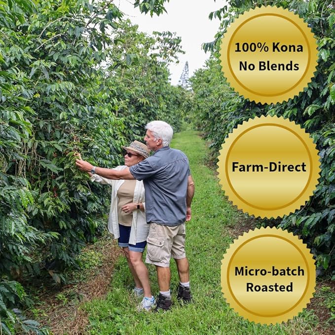 KONA EARTH 100% Kona Premium Coffee Medium Roast Whole Bean 5 lb (80 oz) Farm-Direct Authentic Hawaiian Kona Coffee beans from Hawaii’s Big Island Micro-Batch-Roasted