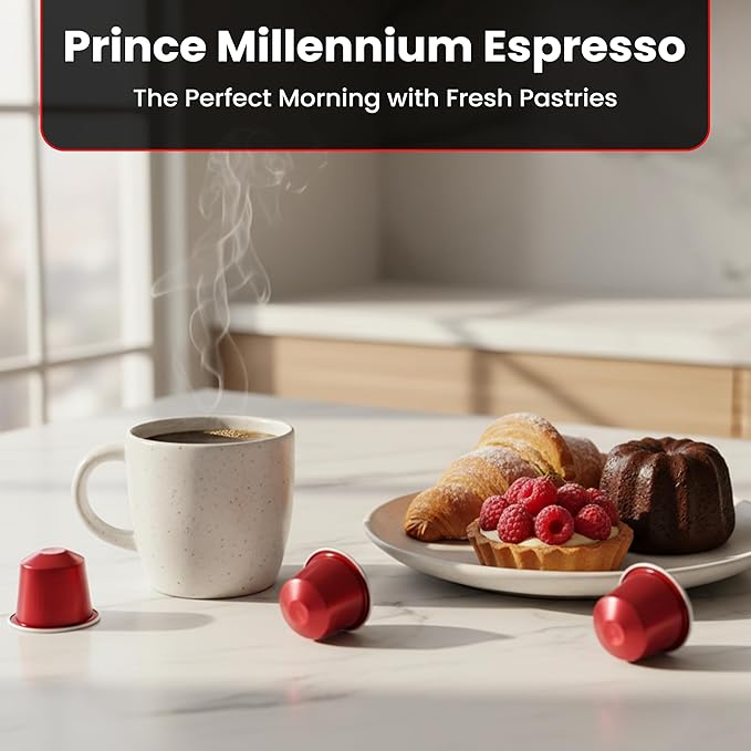 Prince Caffe Espresso Pods –Millennium Intensity 9 Medium-Dark Roast The Espresso Coffee Pods Are Compatible with Nespresso Original Line Machines 30 Count (3 x 10 Capsules) Premium Quality Coffee