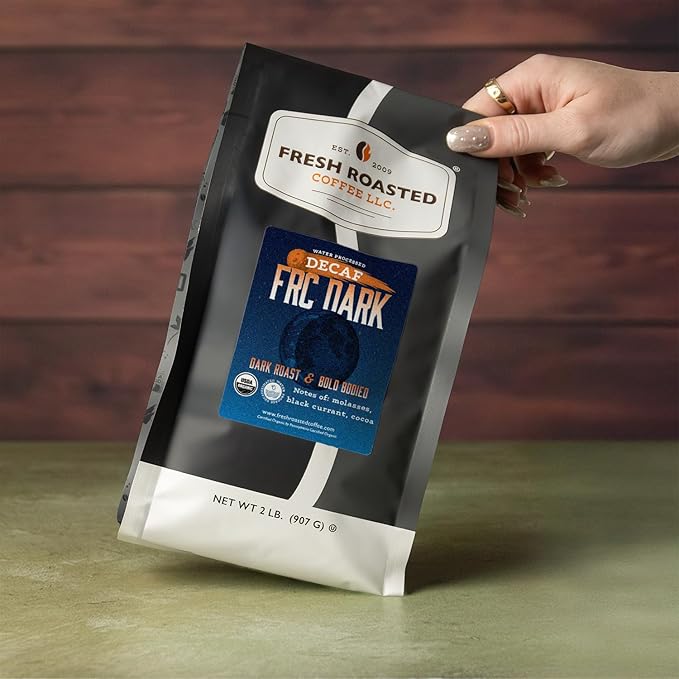 Fresh Roasted Coffee Organic FRC Dark Water-Processed Decaf | USDA Organic Kosher | Dark Roast 2 lb (32 oz) Ground