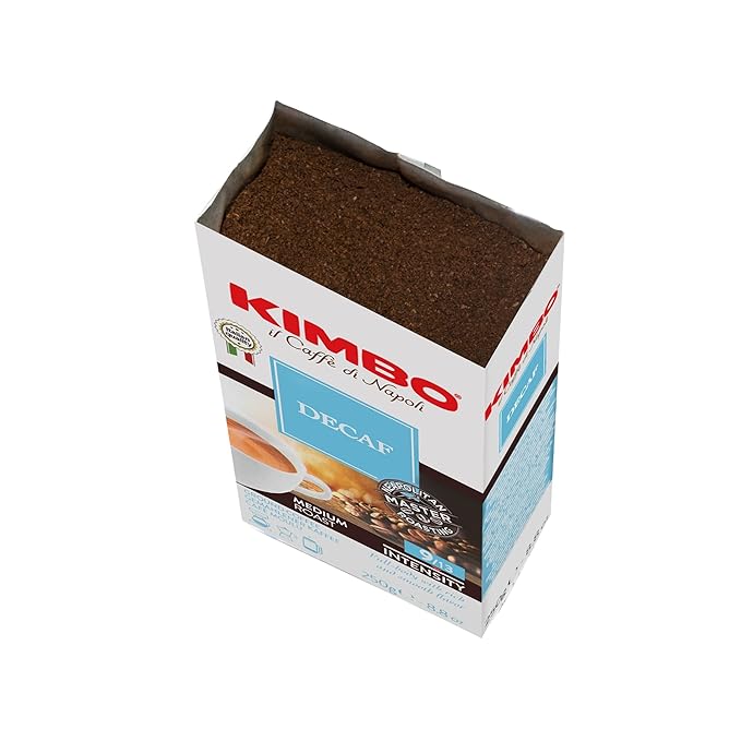 Kimbo Coffee Decaf Multipack Decaffeinated Ground Coffee Authentic Italian Roast Intenso Aroma Taste (5 x 250g Vacuum Sealed Bags)