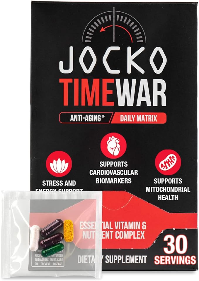 Jocko Fuel TIME WAR - Multivitamin for Men &amp Women. NAD Supplement for Healthy Aging Heart Bone &amp Eye Health. Essential Vitamins and Minerals Supports Stress Relief + Energy Levels - 30 Da