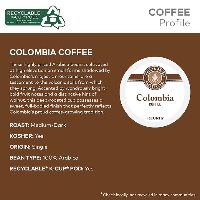 Barista Prima Coffeehouse Colombia Coffee Keurig Single Serve K-Cup Pods 96 Count