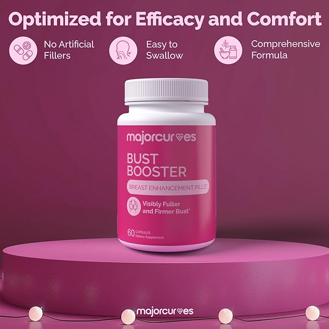 Bust Booster Breast Enhancement Pills – Natural Supplement for Breast Growth Firmness Fuller Shape Curvier Bust Rounder Cleavage Volume Boost – Made in USA