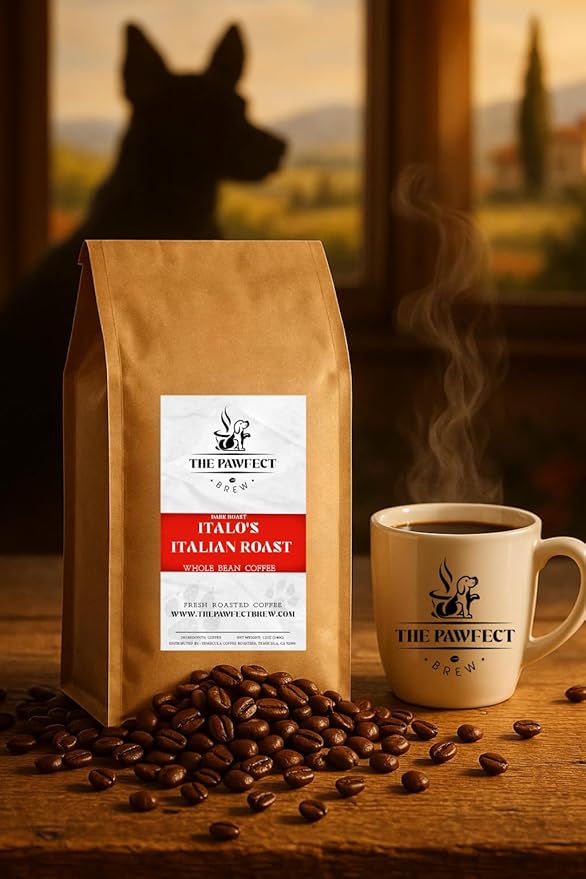 Dog Lover’s Coffee – Italo’s Italian Roast – Dark Roast by The Pawfect Brew – Specialty-Grade Whole Bean Freshly Roasted to Order – Bold &amp Smooth – 25% of Profits Donated to Animal Rescue – 12oz