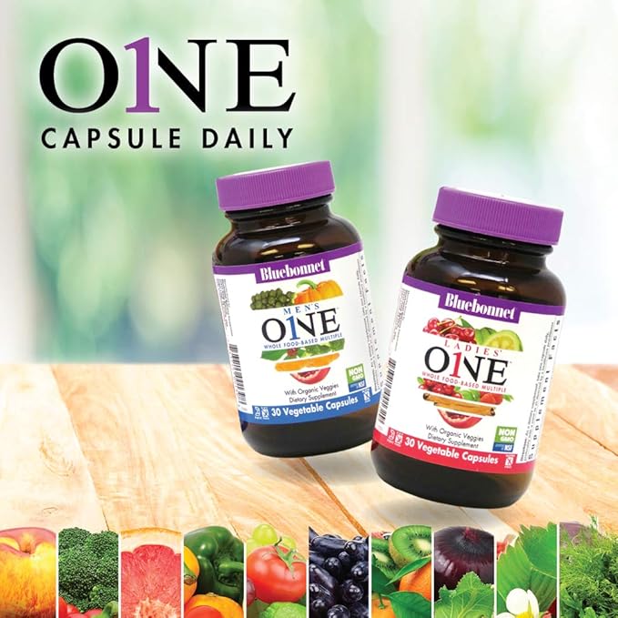 Bluebonnet Nutrition Ladies One Vegetable Capsule Whole Food Multiple K2 Organic Vegetable Energy Vitality Non-GMO Gluten Free Soy Free Milk Free Kosher 90 Vegetable Capsule 3 Month Supply