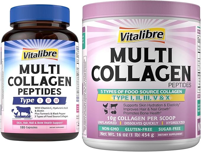 Multi Collagen Peptides 180 Caps and Multi Collagen Peptides Powder 16oz
