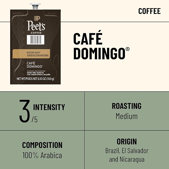 PEET'S COFFEE Café Domingo Single Serve Freshpack for MARS DRINKS FLAVIA Brewer 18 Packets
