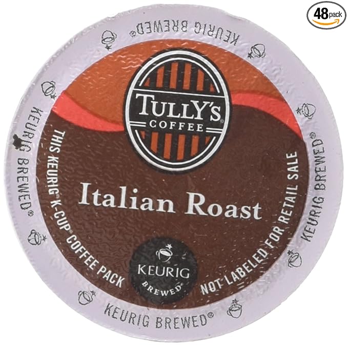 Tully's Coffee Italian Roast Single-Serve Keurig K-Cup Pods Dark Roast Coffee 48 Count (2 Boxes of 24 Pods)