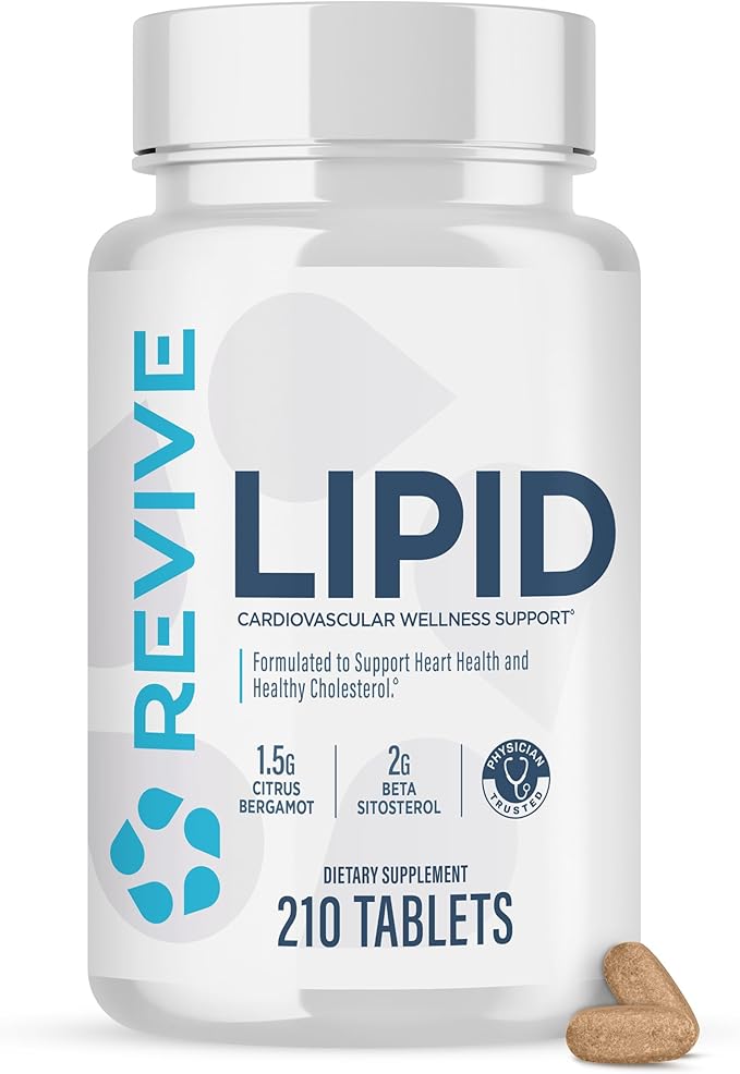 Revive MD Lipid Support Formula - Supplement Helps Maintain Healthy Cholesterol Levels Endothelial Health &amp Triglyceride Levels - Beta Sitosterol Citrus Bergamot &amp Pantethine (30 Servings)