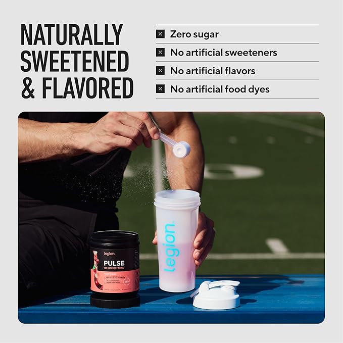 LEGION Pulse Pre Workout - All Natural Nitric Oxide Preworkout Drink to Boost Energy Creatine Free Naturally Sweetened Beta Alanine Citrulline Alpha GPC (Sour Candy)
