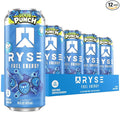 RYSE Fuel Energy Drink - Sour Punch Blue Raspberry - Sugar Free Gluten Free &amp Vegan - 200mg Natural Caffeine Taurine &amp Choline for Focus &amp Energy - No Artificial Colors - 16 fl oz Cans (