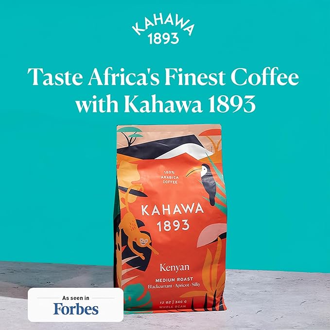 Kahawa 1893 Whole Bean Coffee Combo Pack Kenyan &amp Ethiopian Blend (12 Oz x 2) - As Seen on Shark Tank High Antioxidants Naturally Sweet Organically Grown Ethically &amp Sustainably Sourced
