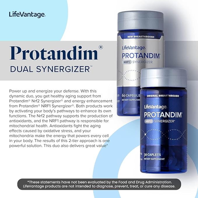 LifeVantage Protandim Dual Synergizer NRF1 (60 Caps) + Nrf2 (30 Caps) Activators Healthy Aging Antioxidant Cellular Energy Boost Heart Health Ashwagandha Turmeric CoQ10