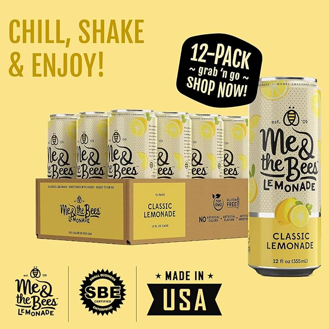 Me &amp the Bees Classic Lemonade All-Natural Flavors No-Artificial Colors Perfect for Any Occasion