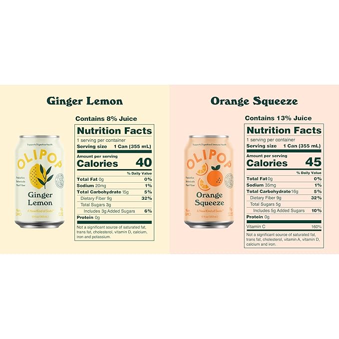 OLIPOP - The Sampler 6-Flavor Soda Variety Pack Healthy Soda Prebiotic Soft Drinks Supports Digestive Health &amp Gut Health High Fiber Low Calorie Low Sugar (12 oz 12-Pack)