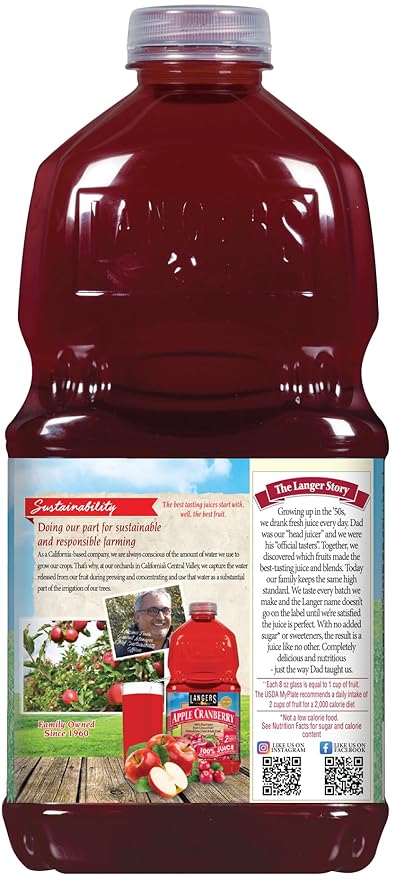 Langers 100% Juice with Vitamin C Apple Berry Cherry 64 Fl Oz (Pack of 8)