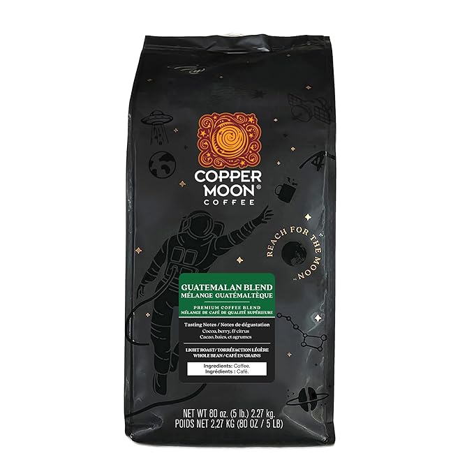 Copper Moon Light Roast Whole Bean Coffee Guatemalan Blend 5 Lb