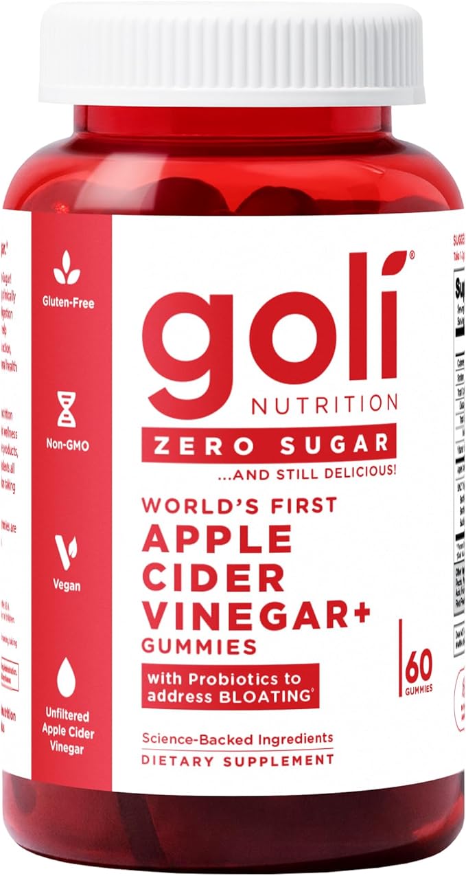 Goli Zero Sugar Trio- World's First 3-in-1 Pre Post Probiotic Apple Cider Vinegar with Vitamin B12 and Probiotics Ashwagandha &amp L-Theanine Vitamin D gummies. Vegan Gelatin &amp Gluten-Free