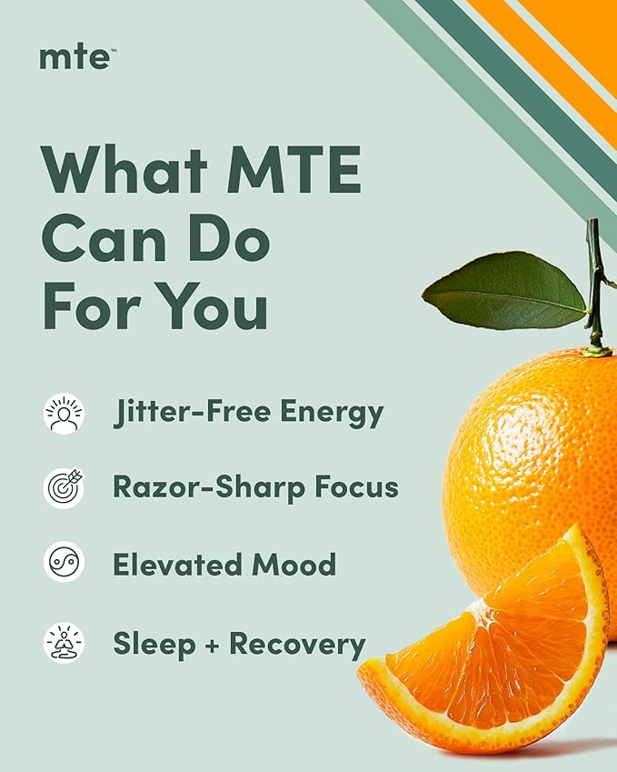 MTE Caffeine-Free Energy Drink Powder with Paraxanthine – Clean Energy for Focus Mood &amp Productivity | 24 Energy Drink Packets