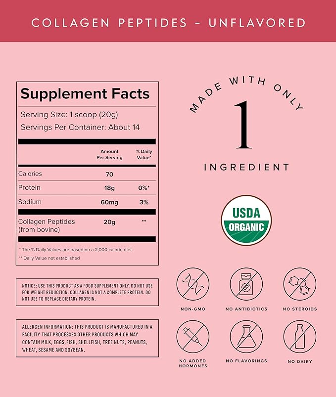 Truvani Hydrolyzed Collagen Peptides | Unflavored | 14 Servings | 20g Grass-Fed Collagen Protein Powder | Promotes Hair Nail Skin and Joint Health | Keto | Dairy and Gluten Free | Women and Men