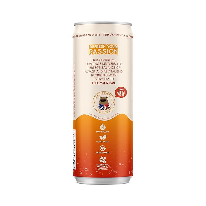 Passion Joy Organic Soda – Passion Fruit Mango &amp Pineapple 12 oz Slim Cans (Pack of 12)
