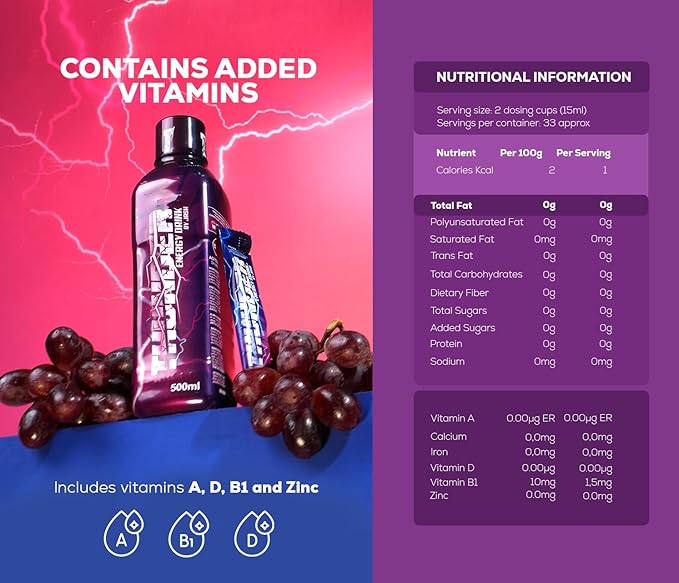 THUNDER Energy Drink by JASH – 500 ml Tropical Botanical Beverage with Guaraná Green Tea Chontaduro &amp Borojó – For Active Lifestyles