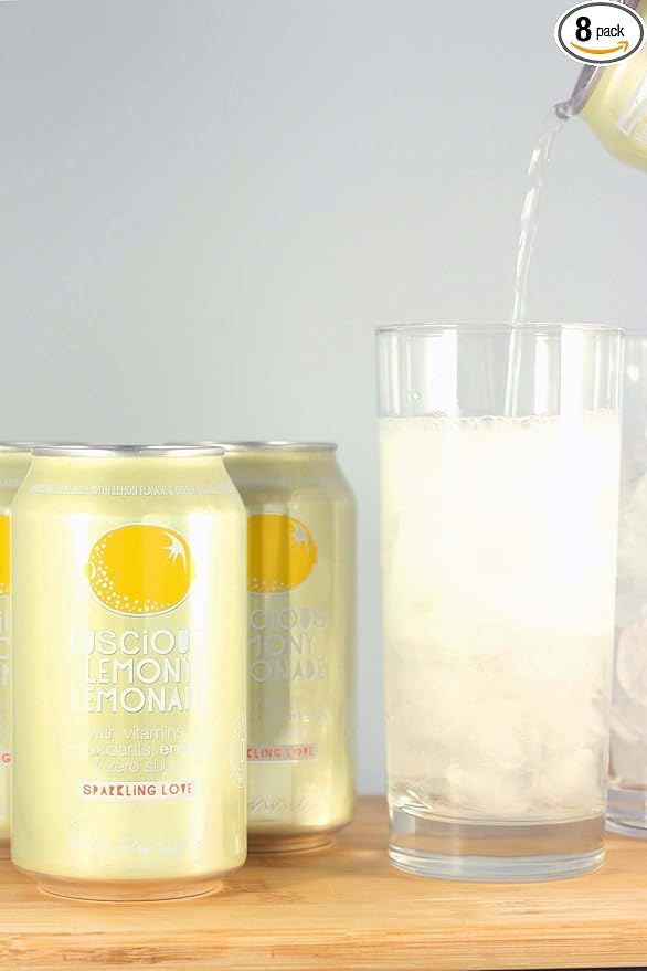 KauffmanTreats Frannie Sparkling Beverage- Zero Calories &amp Sugar Aspertame Free: 8-Ct 12 Oz. Cans (Luscious Lemonade)