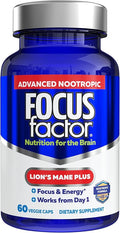 Focus Factor Lions Mane Plus Advanced Nootropic with L-Theanine Caffeine Focus and Energy (60 Count)