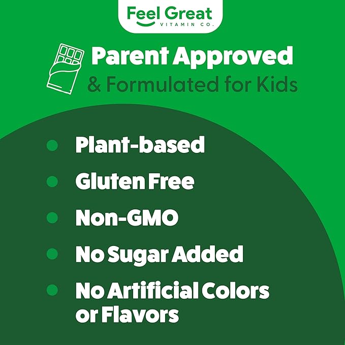 Feel Great USDA Organic Super Greens Powder for Kids - Cocao Chocolate | Fruit &amp Veggie Supplement | Superfood Powder with Probiotics &amp Digestive Enzymes for Digestive Health | 60 Days Supply