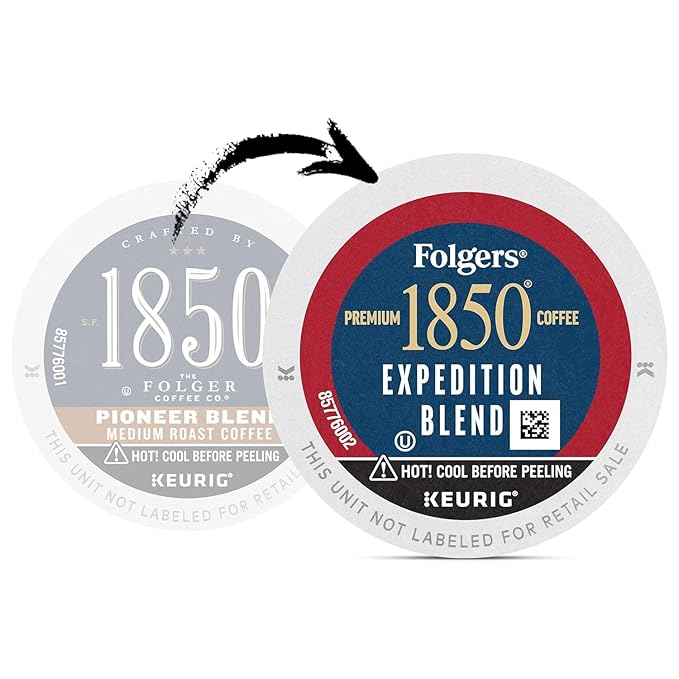 Folgers 1850 Pioneer Blend Medium Roast Coffee K Cup Pack 54 ct 0.37 Oz Net Wt 20 Oz ()
