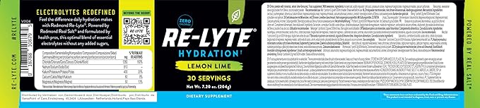 REDMOND Re-Lyte Electrolyte Drink Mix Lemon Lime 30 serving SMALL 6.88oz jar