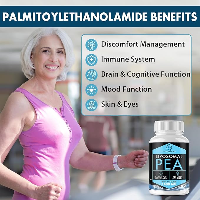Liposomal Palmitoylethanolamide 1300 MG Plus Luteolin 100 MG Superior Absorption Micronized Pea Supplement for Discomfort Management 60 Softgels