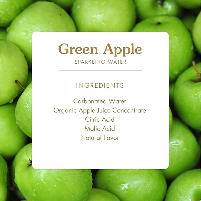 Sovány Sparkling Water Green Apple Seltzer Water Drinks USDA Organic Made With Real Fruit Non-GMO Vegan No Added Sugar Low Calorie 12 fl oz 12 Pack