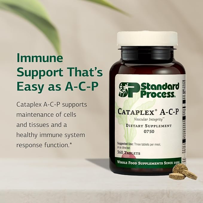 Standard Process Cataplex A-C-P Healthy Cell &amp Tissue Dietary Supplement - Non-Dairy &amp Non-Soy - Vascular &amp Immune Supplement Care - 360 Tablets (120 Servings)