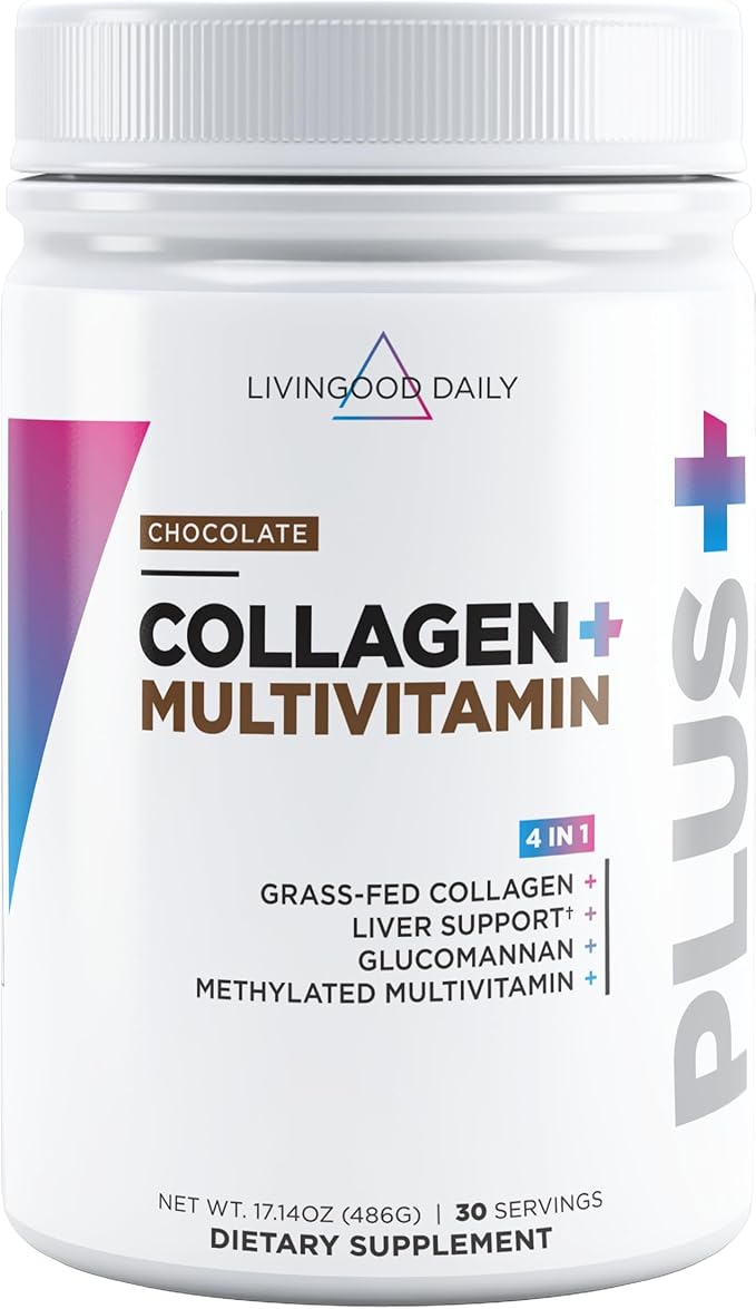 Livingood Daily Collagen Powder for Women &amp Men Grass Fed Hydrolyzed Collagen Peptides Protein &amp Multivitamins for Healthy Hair Skin &amp Nails Keto &amp Paleo Gluten Free Chocolate 3