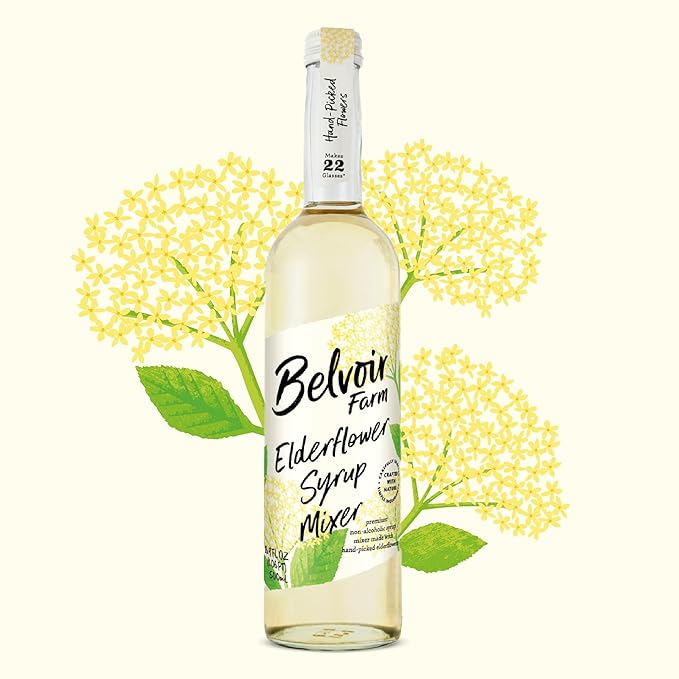 BELVOIR FRUIT FARMS Elderflower Syrup Mixer | Hand-Picked Flowers | Makes Up To 22 Glasses | Traditional Family Recipe | 500ml (16.9 fl oz) each [Pack of 2]