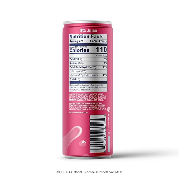 Airheads Soda – 12 Pack of 12oz Sleek Cans | Creamy Fruit Soda with Big Juicy Flavor | Dairy-Free Gluten-Free Kosher (Strawberry)