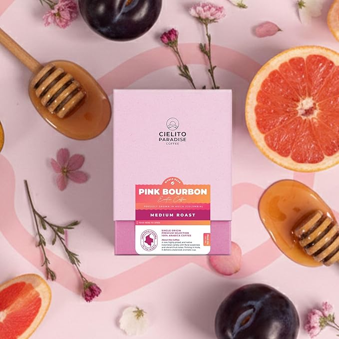 Cielito Paradise Coffee Pink Bourbon Medium Roast Single Origin Whole Bean Coffee from Huila Colombia 12oz