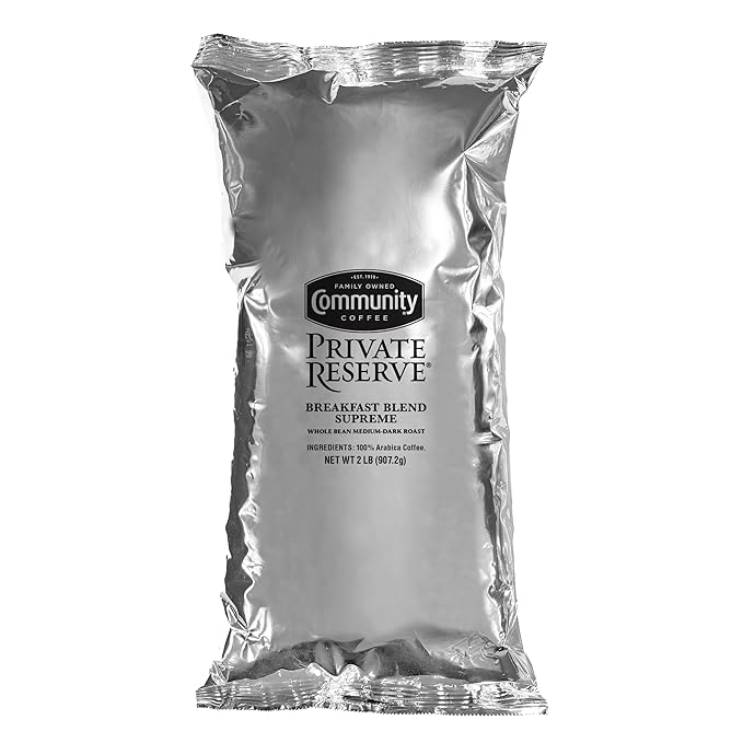 Community Coffee Private Reserve Breakfast Blend Supreme Whole Bean Coffee Medium Roast 32 Ounce Bag (Pack of 1)