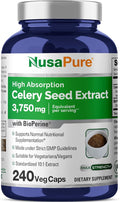 NusaPure Celery Seed Capsules 10:1 Extract 375 mg Equivalent to 3750mg 240 Veggie Caps Non-GMO Vegan