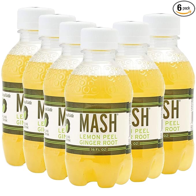 Mash Natural Essence Low-Calorie Sparkling Water Beverage 16 Fluid Ounce (Lemon Peel Ginger Root Pack of 6)