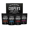 Gourmet Coffee Sampler Gift Box Set Roasted Coffee Ground Sumatra Dark Kenya AA Medium-Dark Rwanda Medium Natural Ethiopian Light Ground 4 Bags 16 oz Total