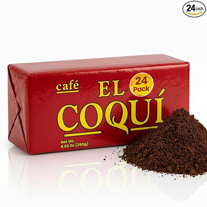 El Coquí Dark Roast Espresso Ground Coffee Rich Ground Coffee Bulk Coffee Authentic Puerto Rican Style Coffee Vacuum Sealed Ground Espresso Beans 8.83 oz (24 pack)