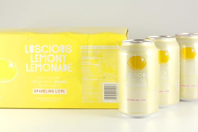 KauffmanTreats Frannie Sparkling Beverage- Zero Calories &amp Sugar Aspertame Free: 8-Ct 12 Oz. Cans (Luscious Lemonade)