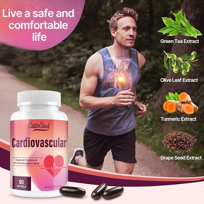 Cardiovascular Supplement 3000mg – Vitamins Probiotics Omega-3 and CoQ10 All-in-One Synergistic Blend for Adults – 90 Softgels