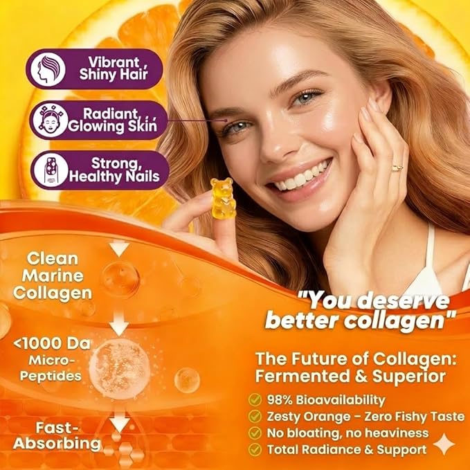 Collagen Gummies for Women Sugar-Free - Hydrolyzed Marine Collagen Peptides with Prebiotics &amp ProbioticsNiacinamideHyaluronic Acid Vitamin C Supplement for Hair Nails Gut Health 120 Count