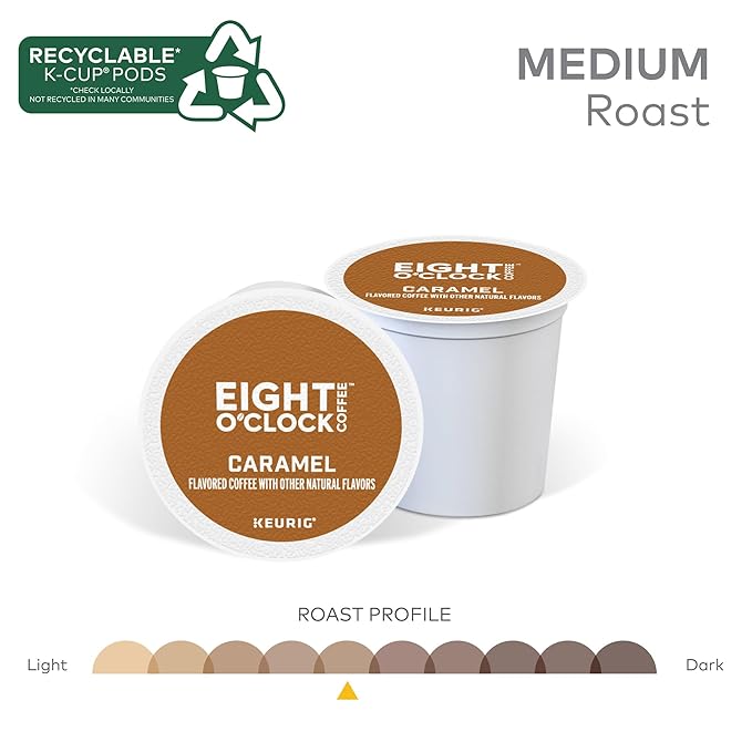 Eight O'Clock Coffee Caramel Keurig Single-Serve K-Cup Pods Flavored Coffee 60 Count (6 Packs of 10)