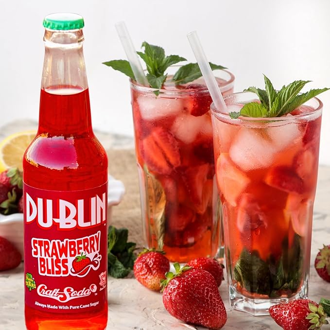 Dublin Bottling Works Craft Soda Pure Cane Sugar Made in Texas – Assorted 12-Pack – Premium Small-Batch Soda Gluten-Free Retro Artisanal Beverages (12 Pack Strawberry Bliss)